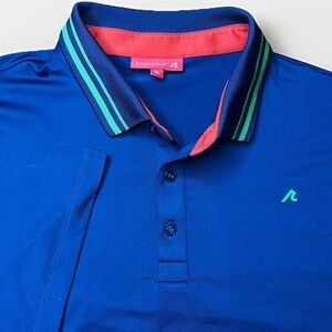 Redvanly Polo Shirt Mens XL Blue Green Striped Collar Golf Performance Casual